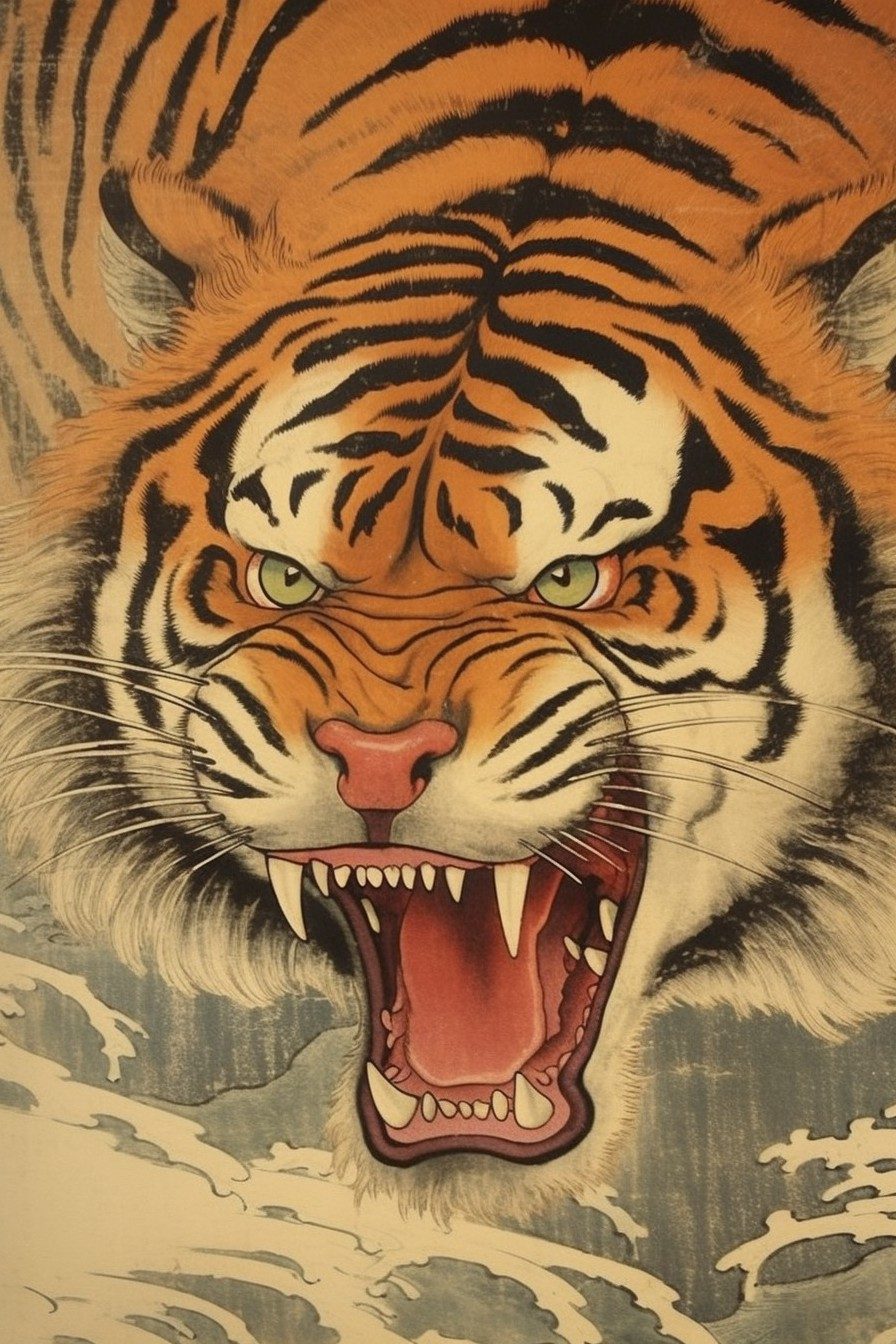中国水墨画《虎》 – 大盆图社