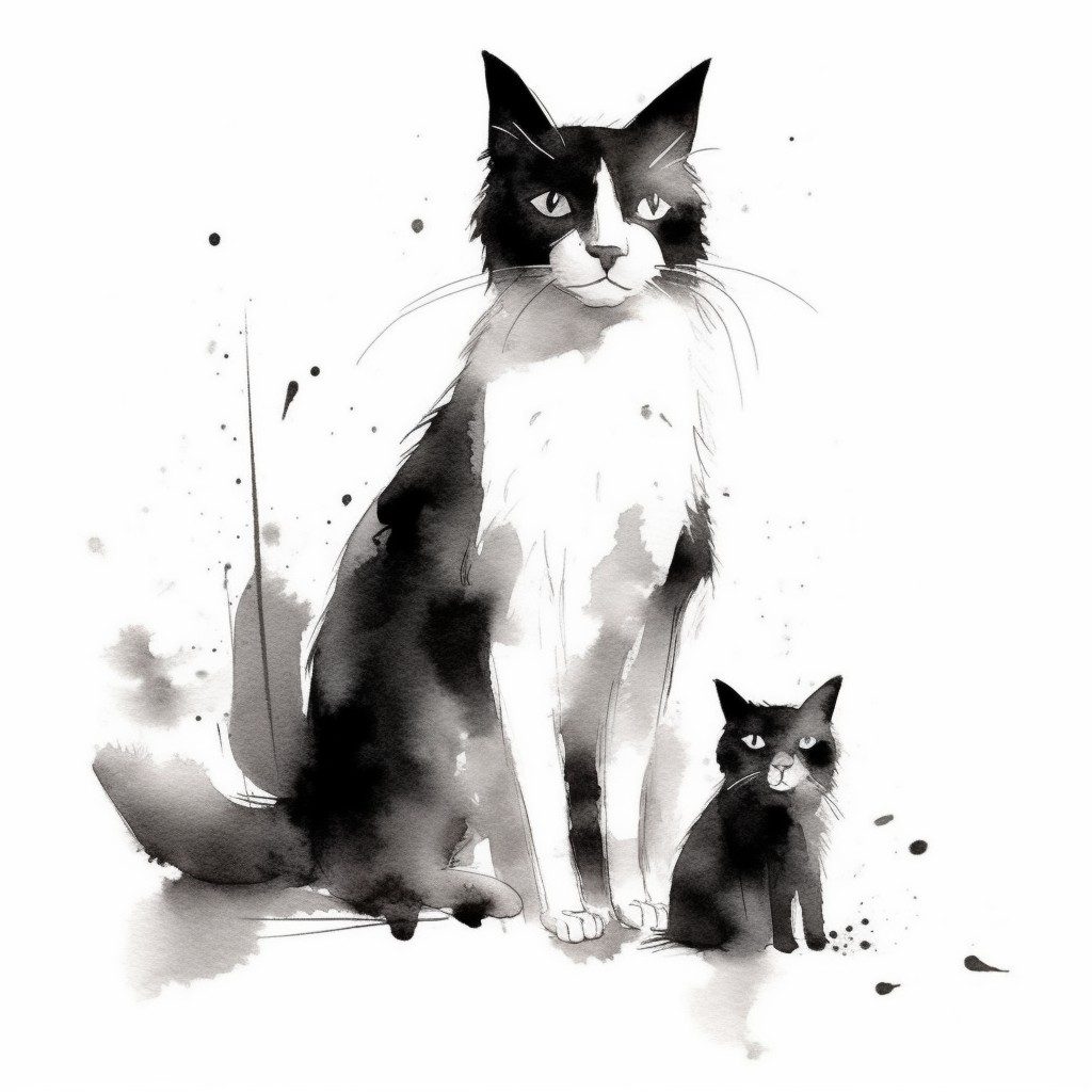 水墨画《猫》 – 大盆图社